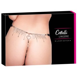Cottelli Lingerie tanga se stříbrnou ozdobou s kamínky