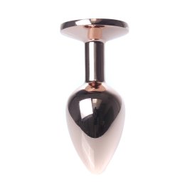 MyLove Rose gold anální kolík s kamínkem S černý