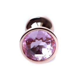 MyLove Rose gold anální kolík s kamínkem S růžový
