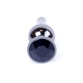 HeavyFun Dark Silver anální kolík s kamínkem S černý