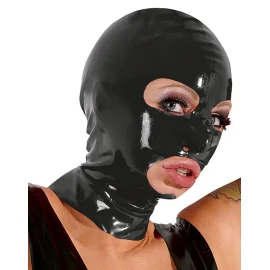 LateX maska na obličej s otvory pro oči a ústa černá