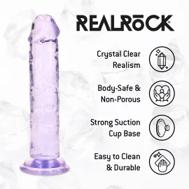 Realrock gelové dildo s přísavkou 13 cm fialové