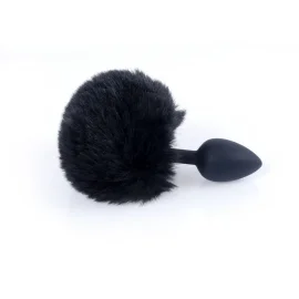 HeavyFun Bunny silikonový anální kolík s ocáskem černý