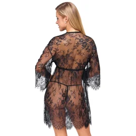 Cottelli Set krajkové kimono a tanga černá  L/XL