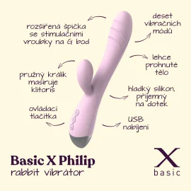 BASIC X Philip rabbit vibrátor světle růžový