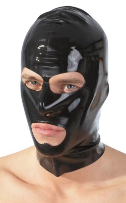 LateX maska na obličej s otvory pro oči a ústa černá