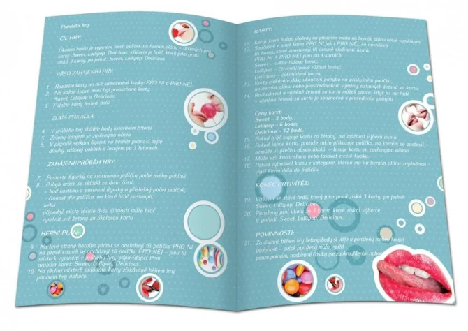 Lollipop orální pohlazení Erotická stolní společenská hra