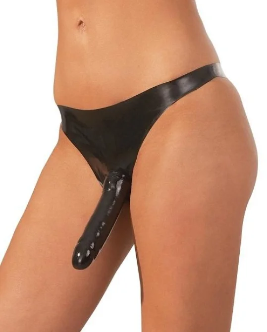 LateX Latexové kalhotky s dildy 2 v 1 S-L