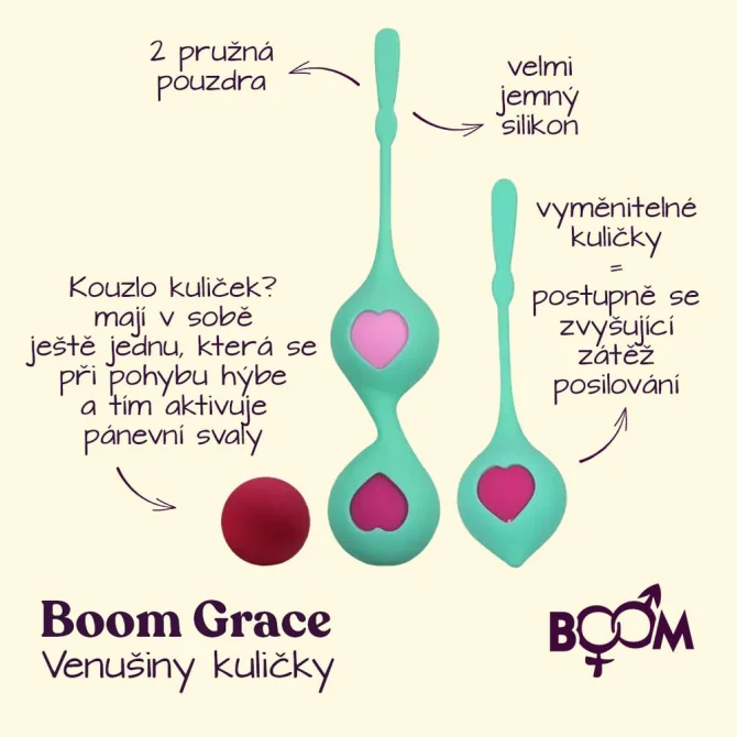 BOOM Grace Venušiny kuličky srdíčko zelené