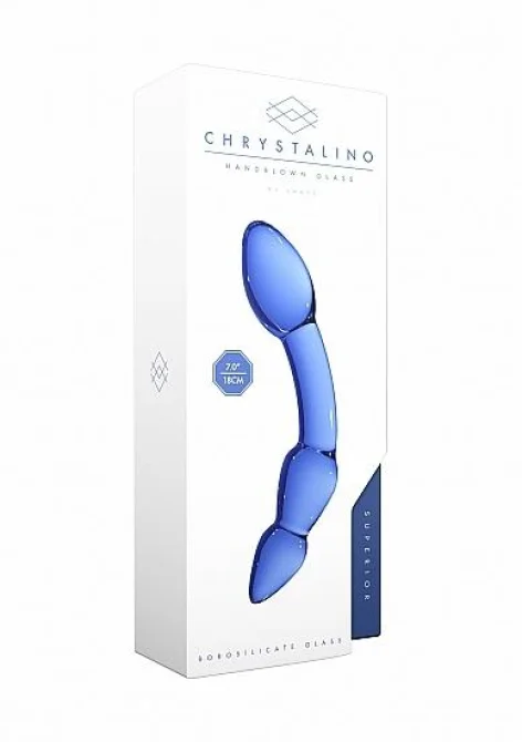 Chrystalino Superior Skleněné dildo oboustranné - modré