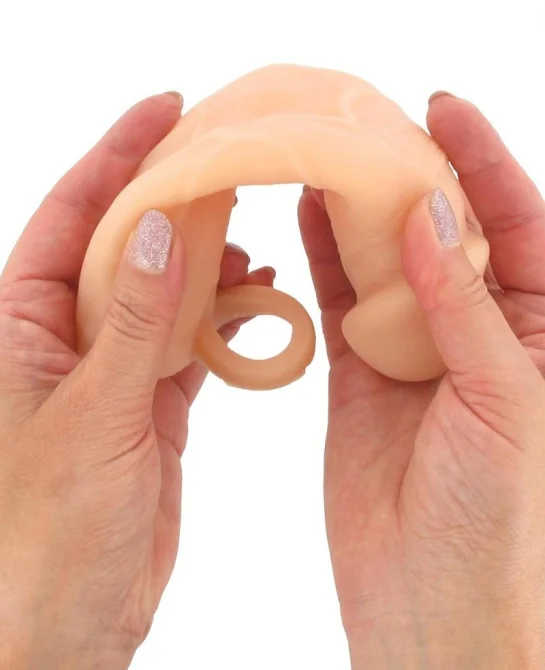 BASIC X Realistický zvětšující návlek na penis S  - tělový