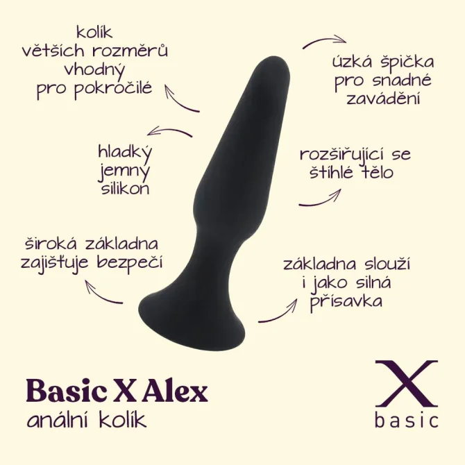 BASIC X   Alex anální kolík  vel. L černý