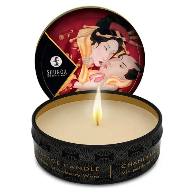 SHUNGA - masážní svíčka s vůní jahod a šampaňského 30ml
