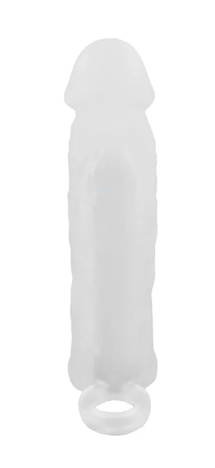 BASIC X Realistický zvětšující návlek na penis M - transparentní