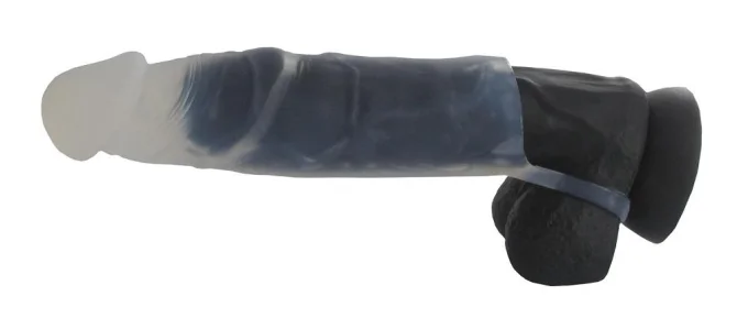 BASIC X Realistický zvětšující návlek na penis M - transparentní