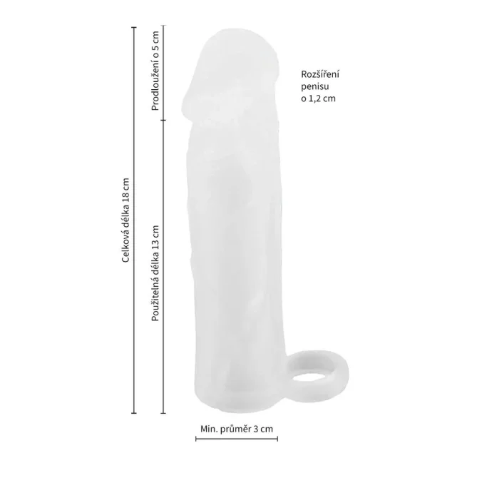 BASIC X Realistický zvětšující návlek na penis M - transparentní