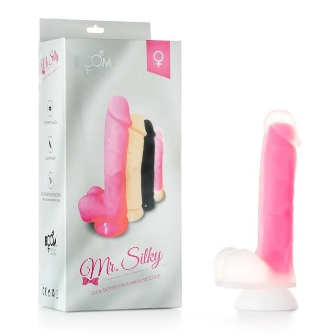 BOOM Dual Density Dildo Glow in Dark růžové