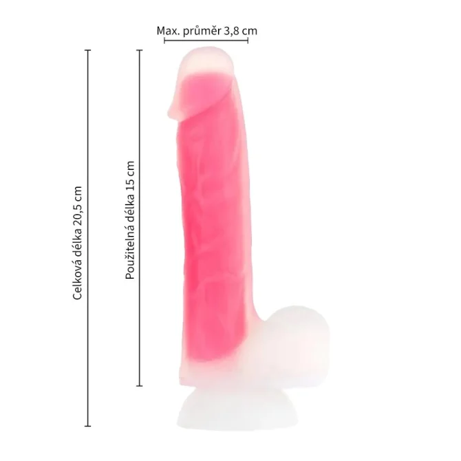 BOOM Dual Density Dildo Glow in Dark růžové