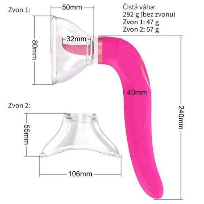 BASIC X vakuová pumpa s jazýčkem a vibrátorem  3v1 růžová