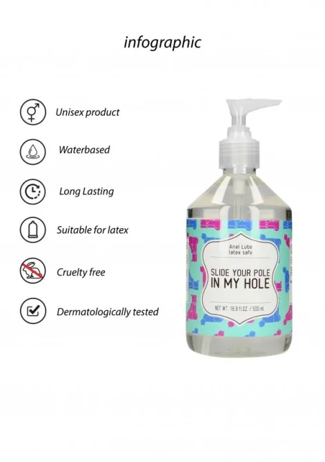 Slide your pole in my hole Anální lubrikační gel 500 ml