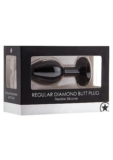 Diamond Silikonový anální kolík s kamínkem S - černý