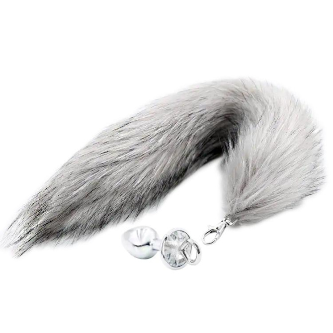 BASIC X kovový anální kolík s odepínatelným ocasem šedý