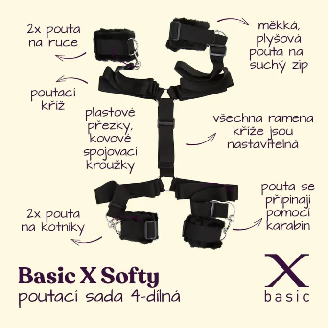 BASIC X Softy  - základní poutací bondage sada 4-dílná