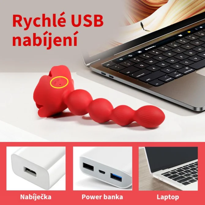 BASIC X vibrační anální korále červené