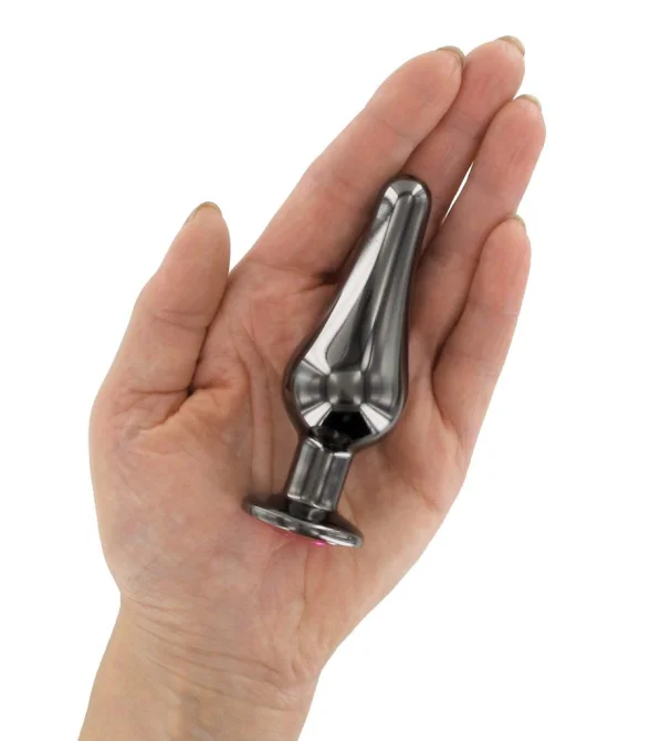 BASIC X Dante kovový anální kolík s kamínkem růžový vel. S