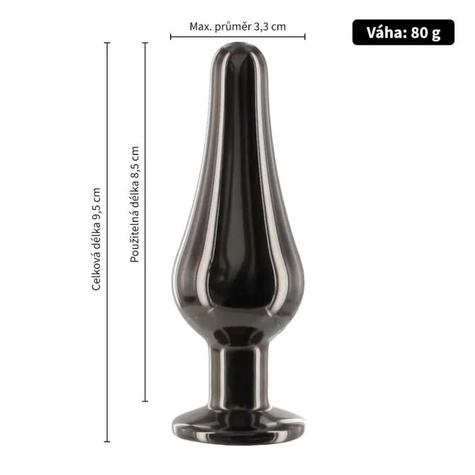 BASIC X Dante kovový anální kolík s kamínkem růžový vel. S