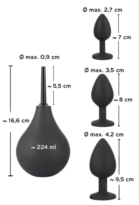 Black Velvets Set 3 análních kolíků a sprchy