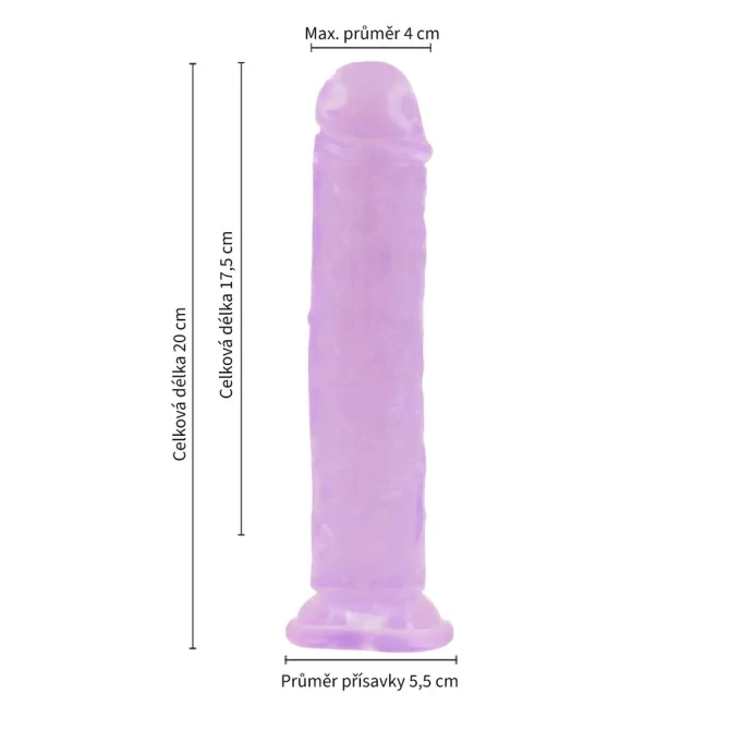 BASIC X Perry gelové dildo s přísavkou fialové vel. M