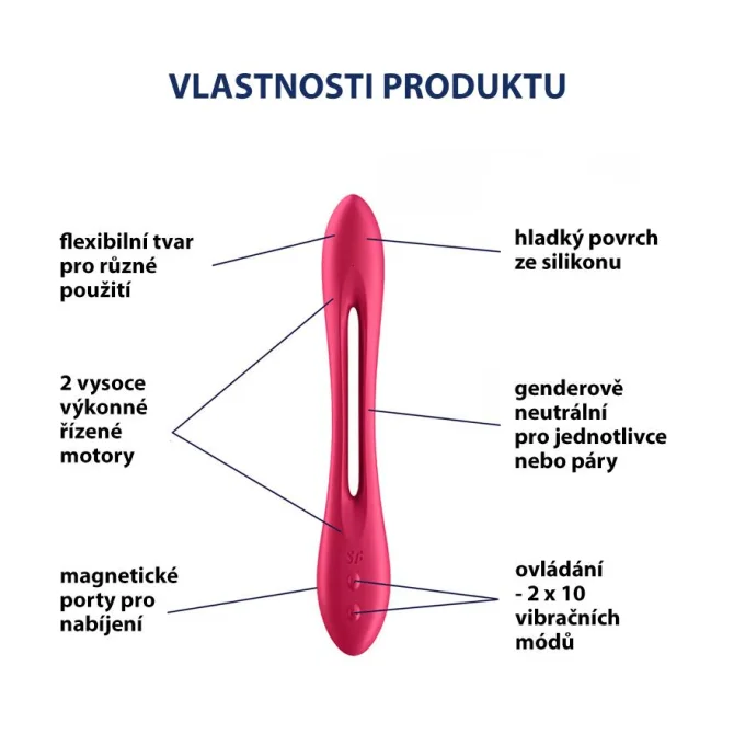 Satisfyer Elastic game Multifunkční párový vibrátor - červený