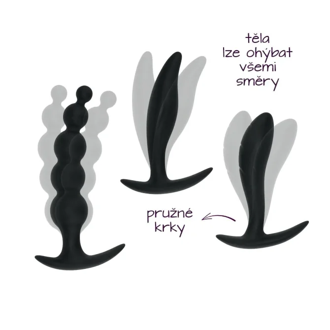 BASIC X TriBoys anální kolíky nevibrační set 3 ks černé