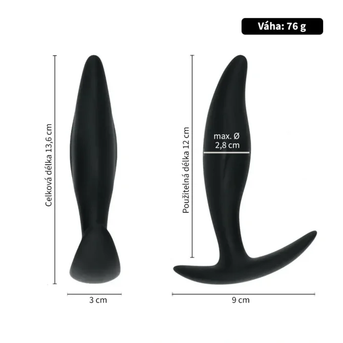 BASIC X TriBoys anální kolíky nevibrační set 3 ks černé
