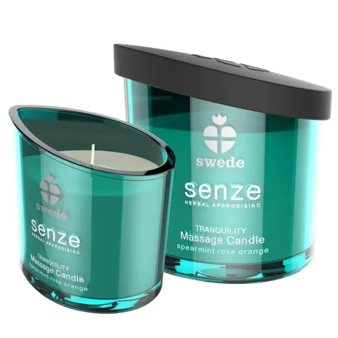 SENZE Uklidňující masážní svíčka - máta, růže, pomeranč 50 ml