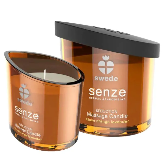 SENZE Eroticko-relaxační masážní svíčka - hřebíček, pomeranč, levandule 50 ml