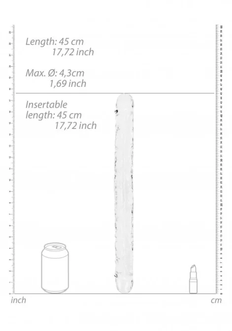 Realrock Oboustranné dildo 45 cm - transparentní