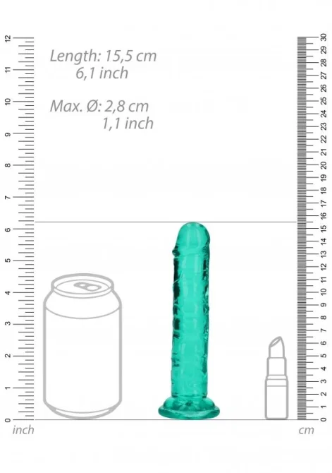 Realrock Realistické dildo s přísavkou 15,5 cm - tyrkysové