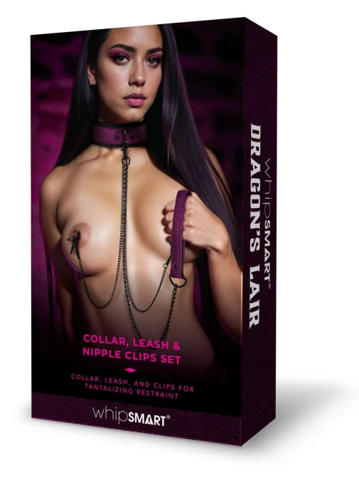 Whipsmart dragon´s lair obojek s vodítkem a svorkami na bradavky