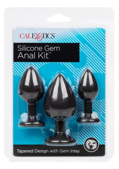 Silikonové anální kolíky s kamínkem tréninkový set 3ks
