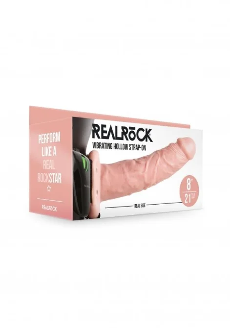 Realrock Vibrating Hollow Strap-on dutý připínací penis 21 cm - tělový