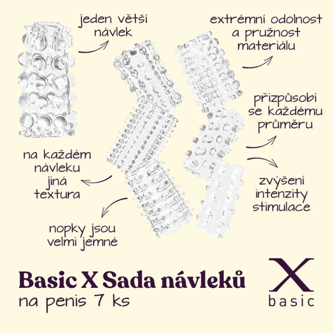 BASIC X sada návleků na penis 7 ks transparentní