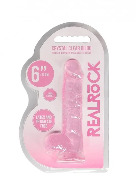 Realrock gelové dildo s přísavkou 16 cm růžové