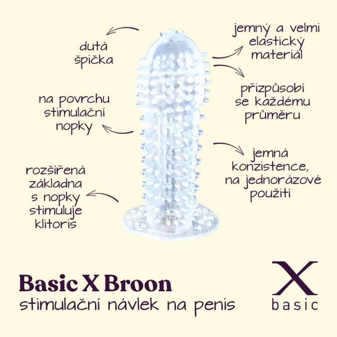BASIC X Broon stimulační návlek na penis transparentní