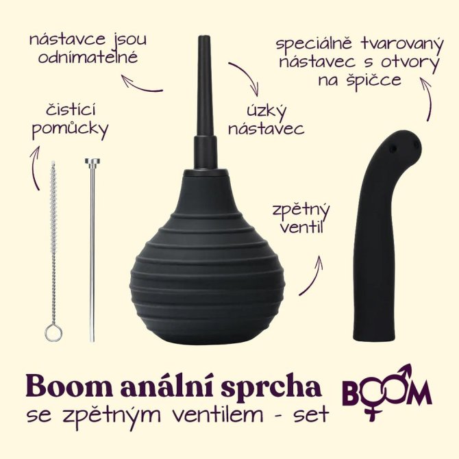 BOOM anální sprcha se zpětným ventilem - sada