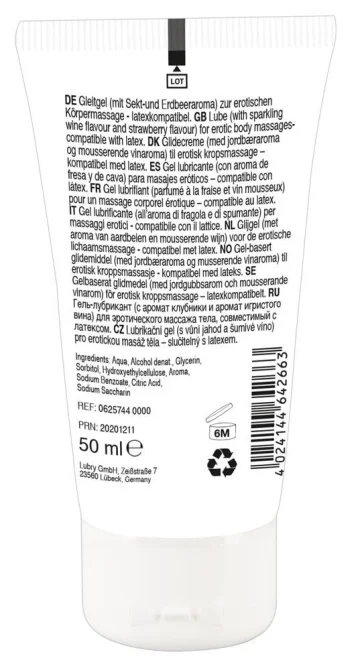 Lick it! Lubrikační a masážní gel Jahoda a šumivé víno 50 ml