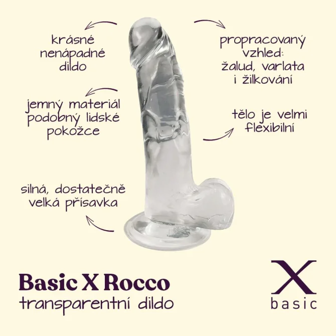 BASIC X Rocco transparentní penis s přísavkou XXS