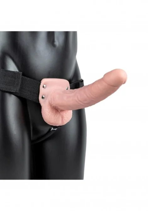Realrock Hollow Strap-on dutý připínací penis s varlaty 23 cm - tělový