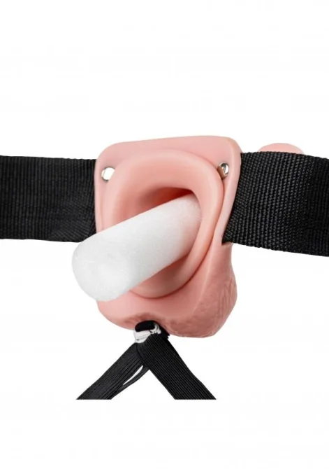 Realrock Hollow Strap-on dutý připínací penis s varlaty 23 cm - tělový